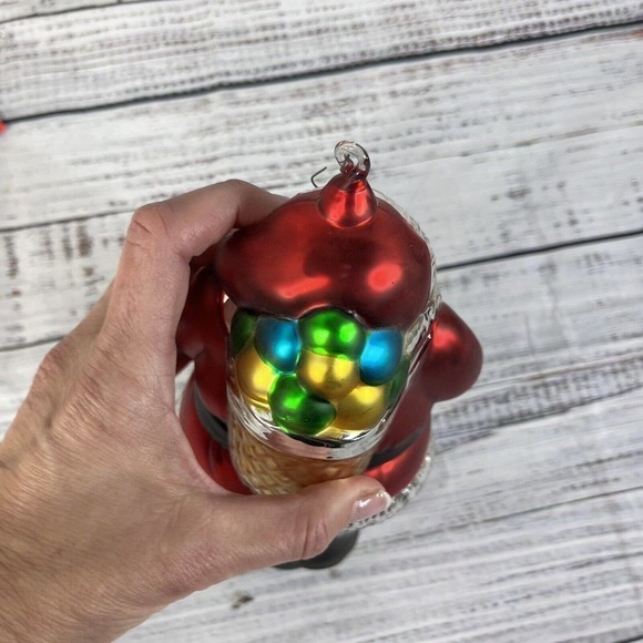 Vintage Department 80 Mercury Glass St. Nick Santa 9" Ornament Handpainted w Box - Picture 10 of 15